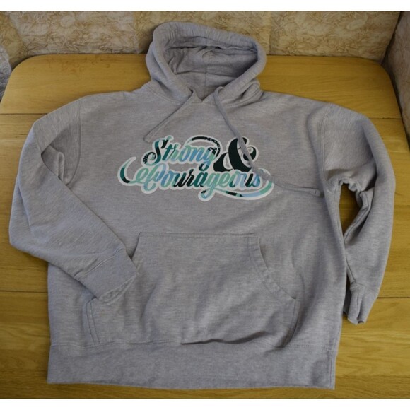 Tops - Strong and Courageous Sweatshirt Hoodie Sz L Women Gray 75% Cotton Faith Apparel